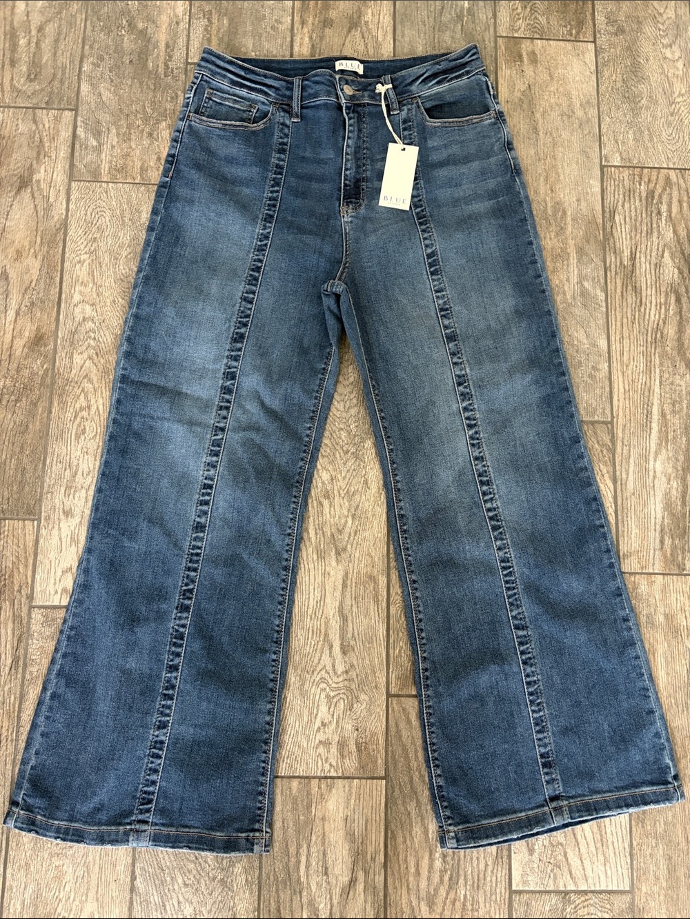 Blue Artemis High Rise Relaxed Flare Jeans Wide Center Seam Modern Curvy NWT